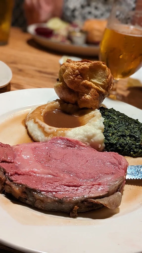 Prime rib, mashed potatoes and Yorkshire pudding at Tam O’Shanter